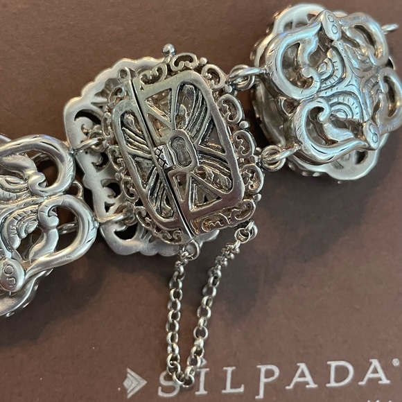 Silpada Sterling Silver Story Book Intricate Artisan Design Bracelet B2907 - Picture 10 of 15